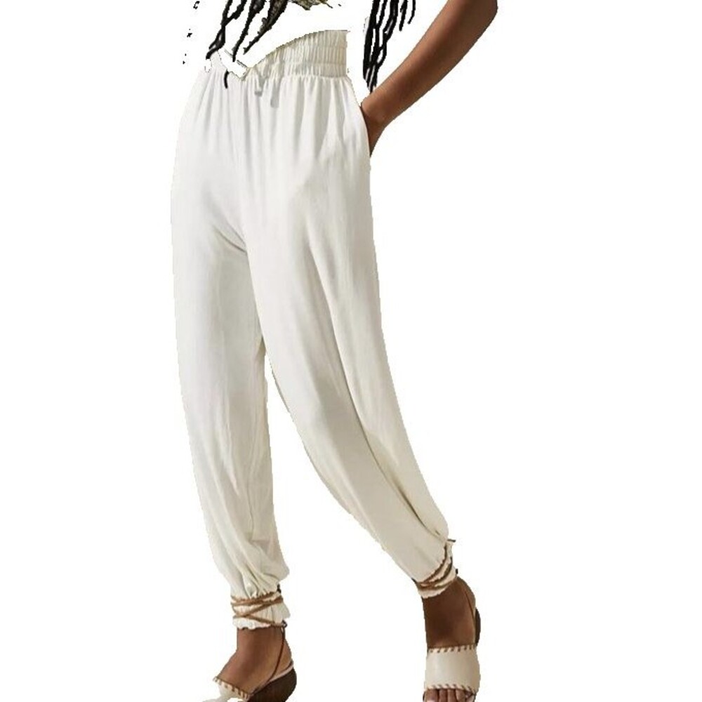 NWT Free People Beach Women's S Ali Balloon Pants High Waist Knit Off White NEW